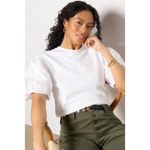Nation LTD Paola Puff Sleeve Tee White XL New With Tags